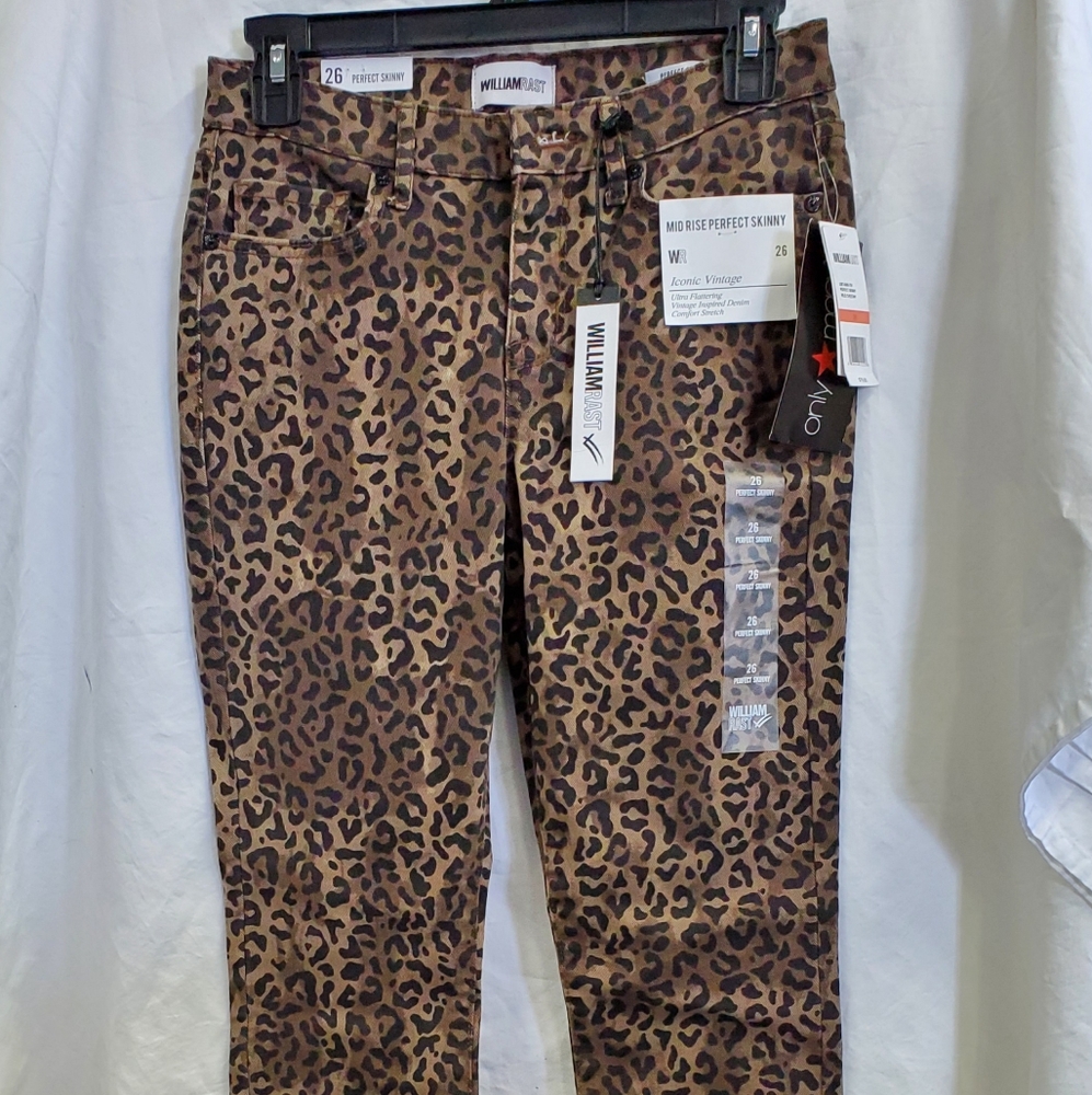 William Rast Brown Leopard Skinny Jeans